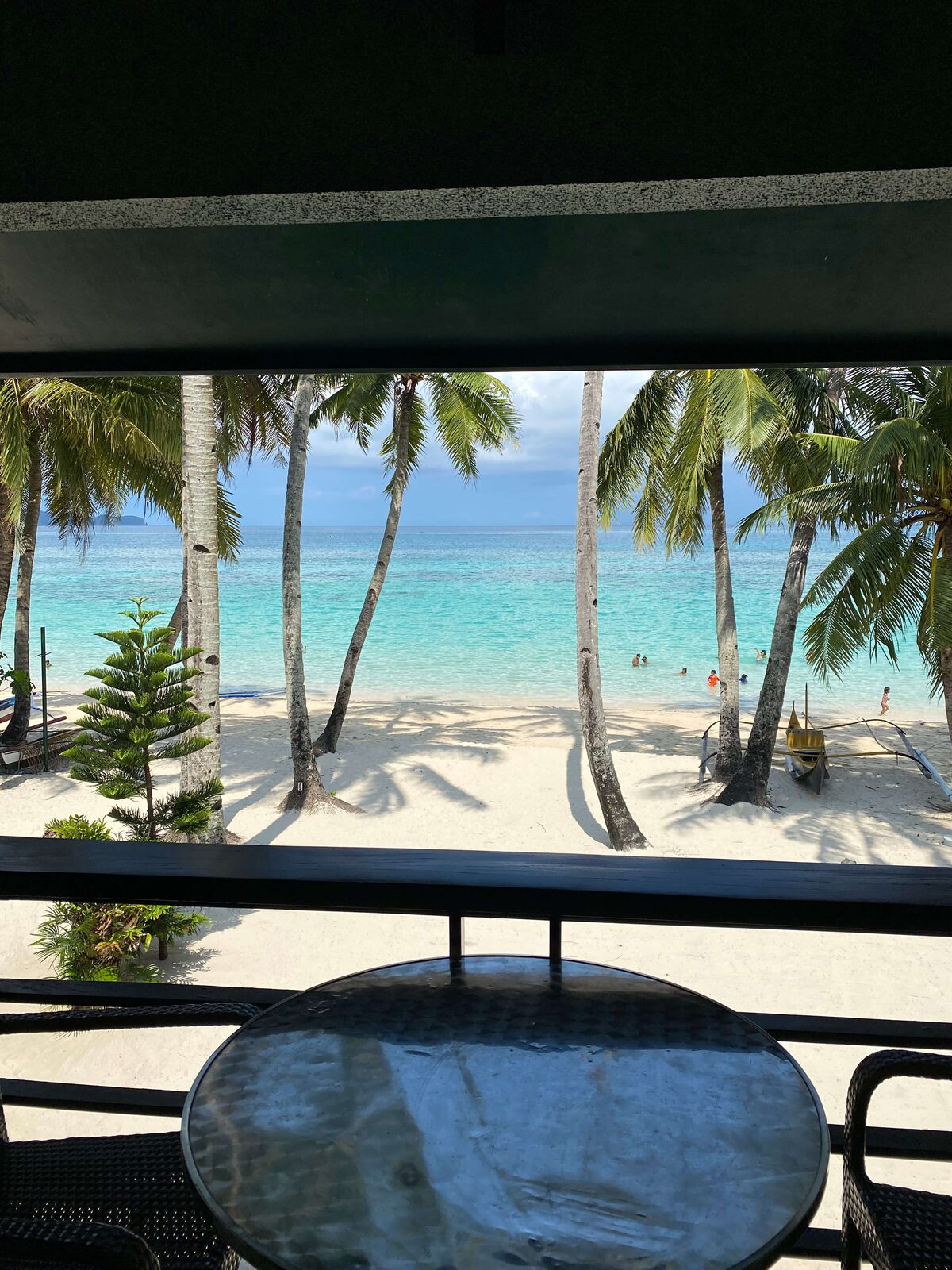 View of the beach from a veranda